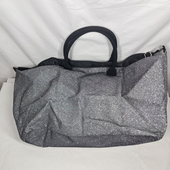 Victoria's Secret Glitter Silver Black "London,New York,Paris" Duffle Weekender - Picture 4 of 12